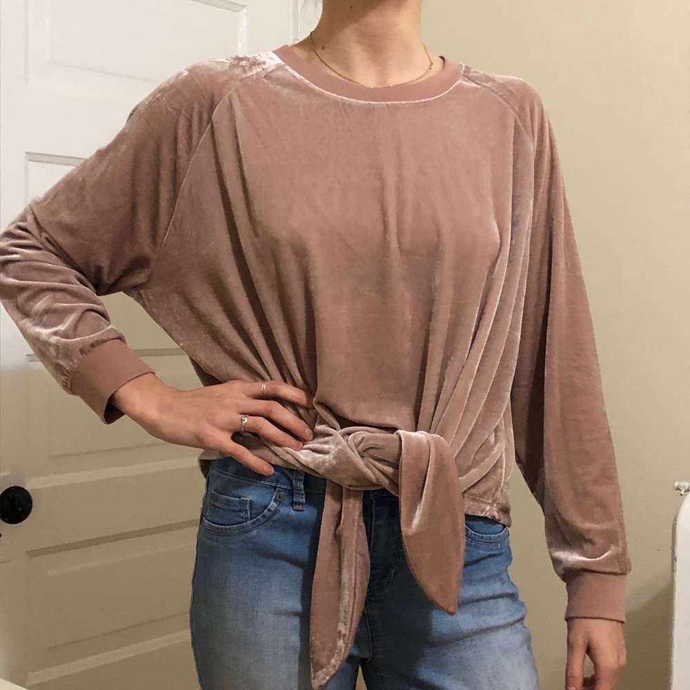 Pink Velvet Tie Pullover